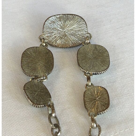 Silver Tone Howlite Bib Chunky Statement Necklace - Picture 4 of 9